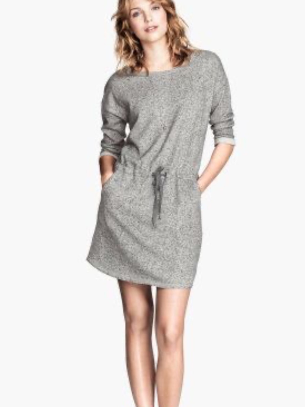 H&M Gray Cozy Knit Pocket Dress